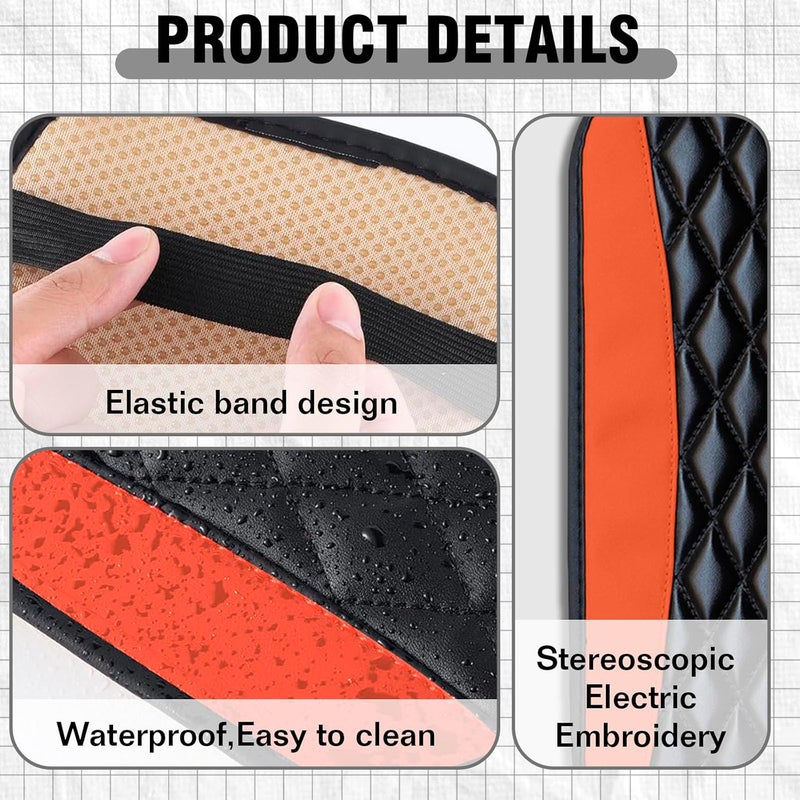 Couslcd Auto Center Console Pad, Universal Waterproof Armrest Seat Box Cover, Car Interior Accessories, Leather Auto Armrest Cover Protector for Most Vehicle, SUV, Truck (Orange) - Image 5